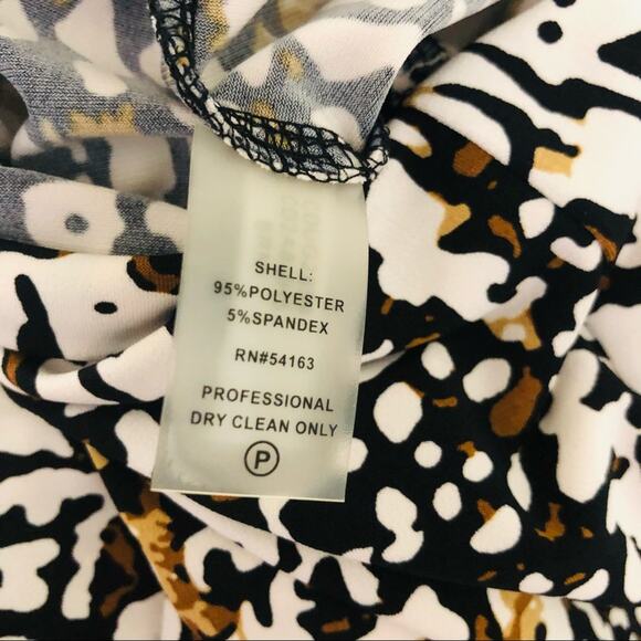 Calvin Klein white black abstract faux wrap dress - Picture 7 of 10